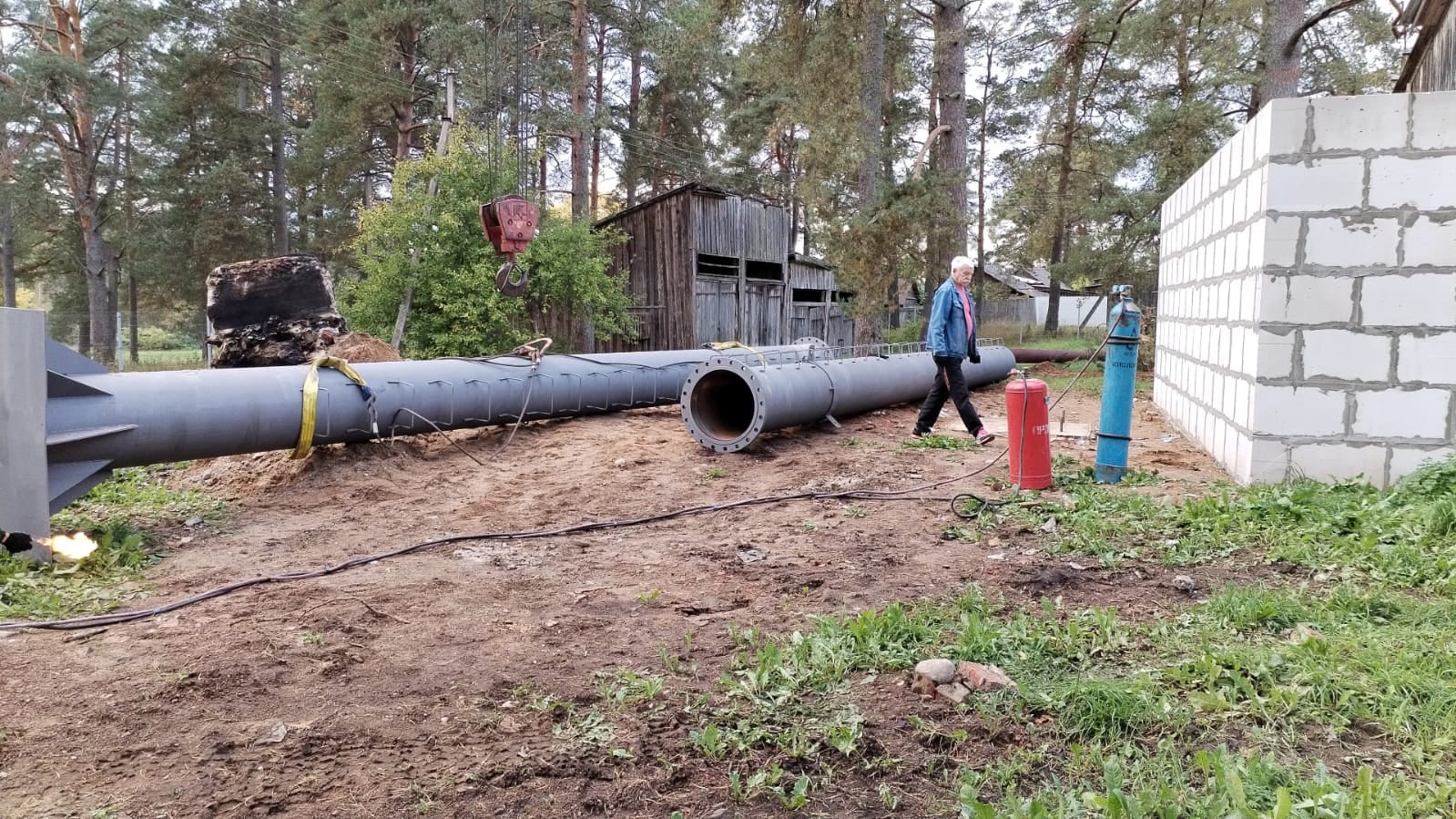 Ремонт дымовой трубы на котельной в селе Ляды.